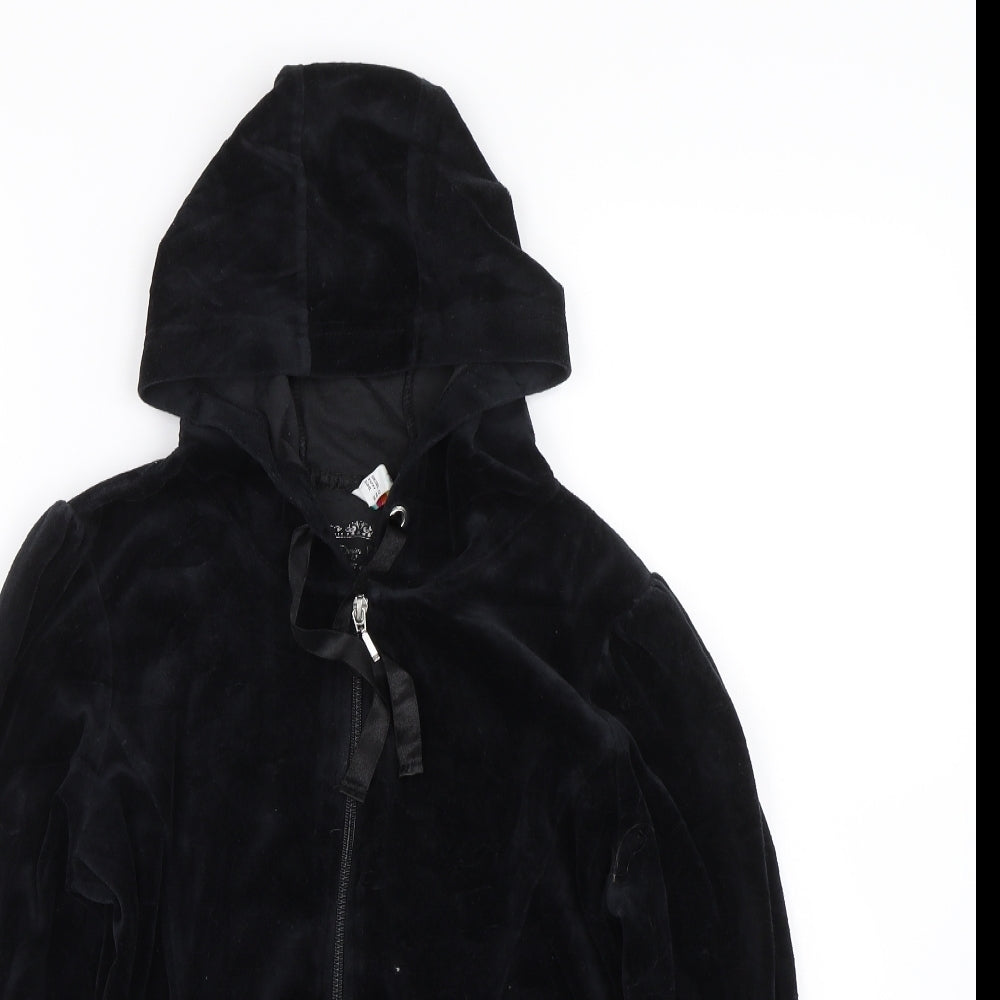 Primark Womens Black  Velour Full Zip Hoodie Size 12