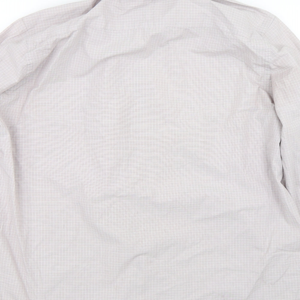 TU Mens Purple Check   Dress Shirt Size 17