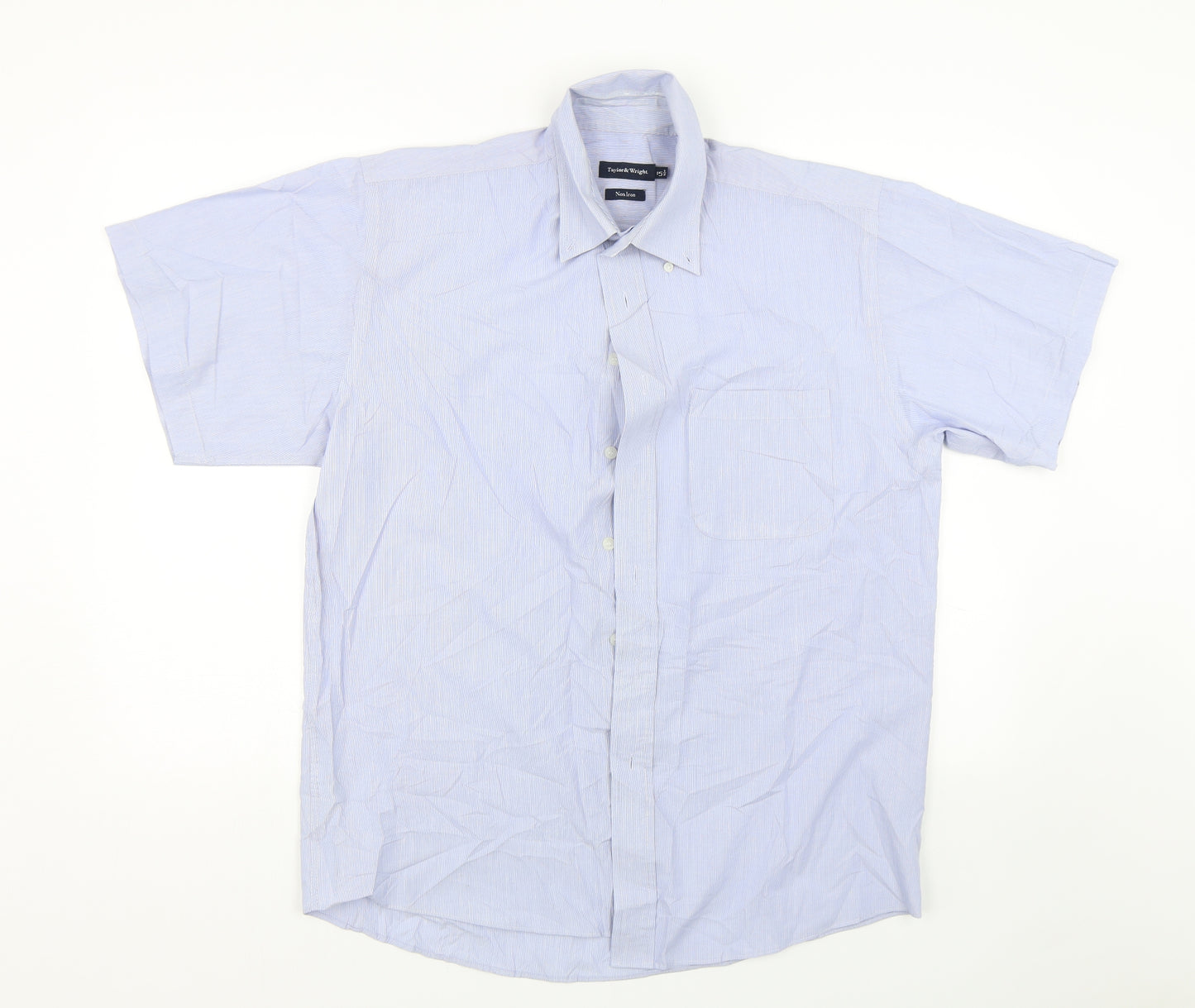 Taylor & Wright Mens Blue Striped   Dress Shirt Size 15.5