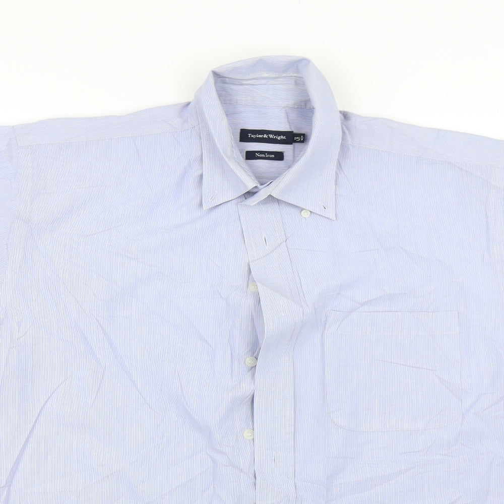 Taylor & Wright Mens Blue Striped   Dress Shirt Size 15.5