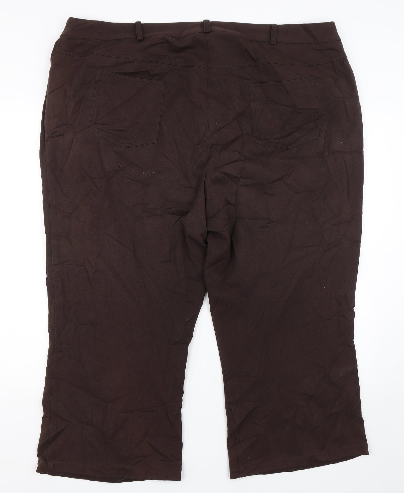 M&Co Womens Brown   Cropped Trousers Size 24 L21 in