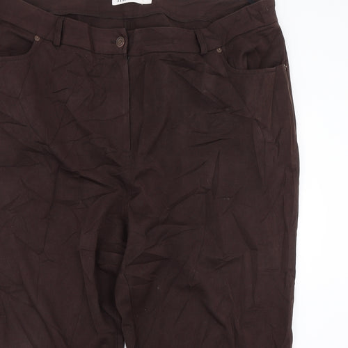 M&Co Womens Brown   Cropped Trousers Size 24 L21 in