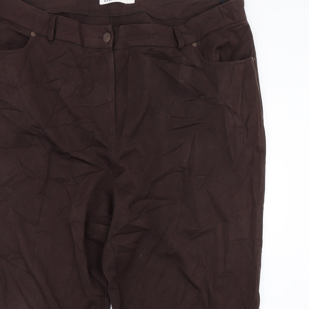 M&Co Womens Brown   Cropped Trousers Size 24 L21 in