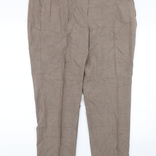 M&S Womens Brown Houndstooth  Trousers  Size 18 L27 in
