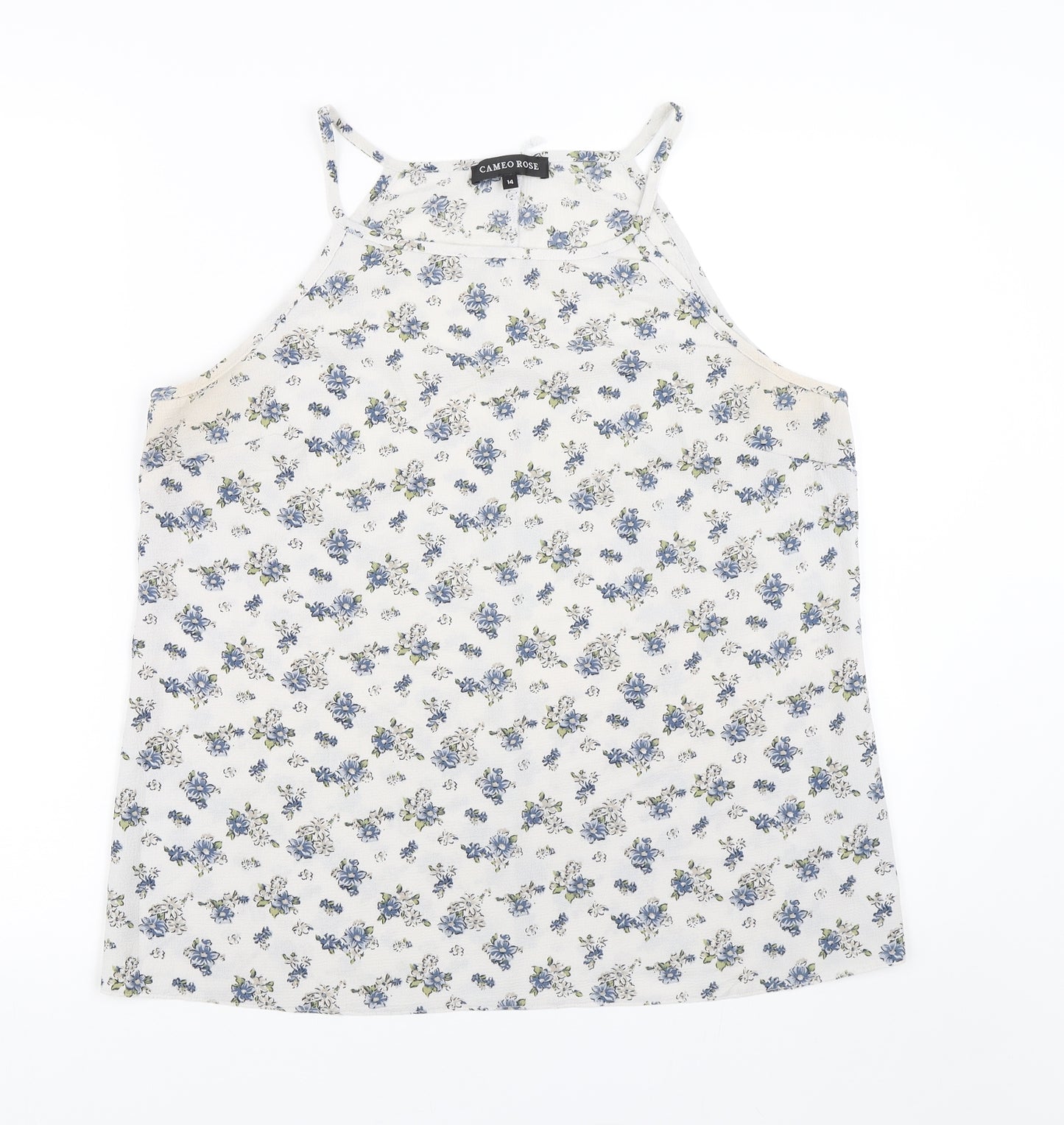 Cameo rose Womens White Floral  Basic Tank Size 14