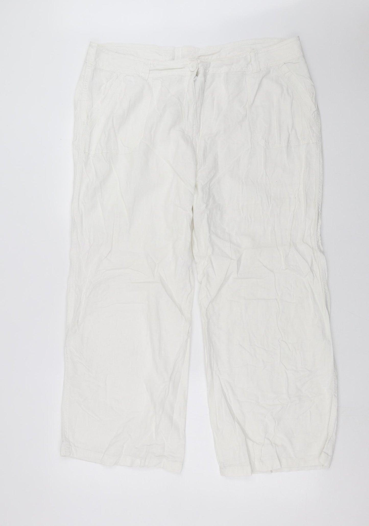 Marks and Spencer Womens White   Trousers  Size 18 L26 in