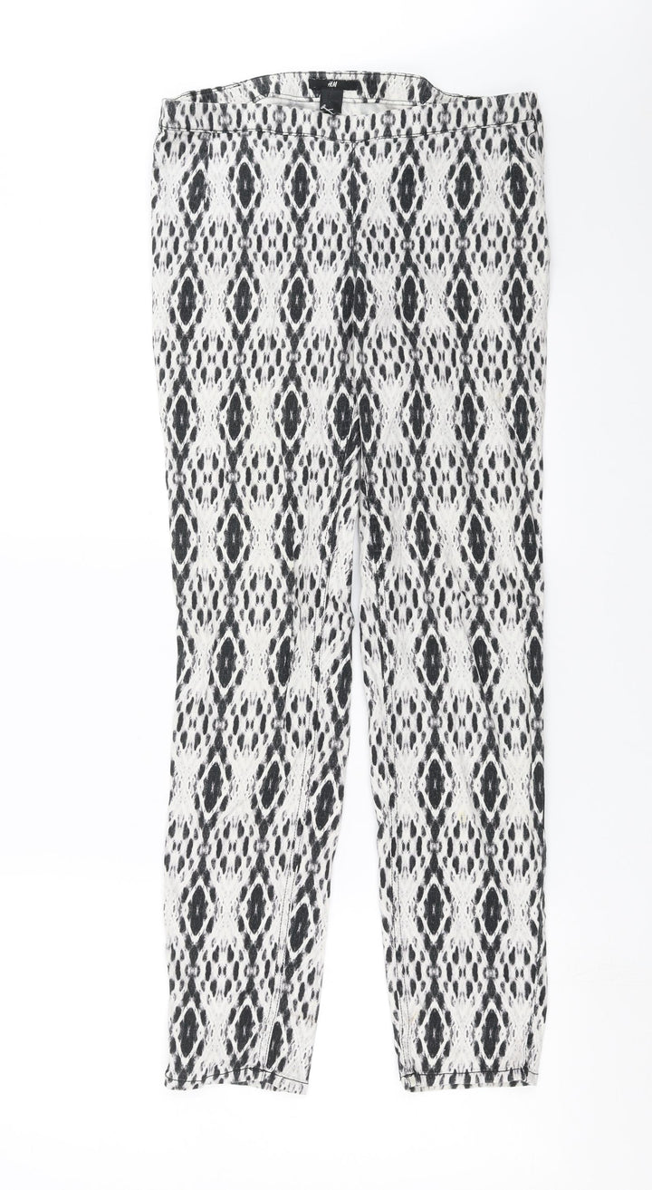 H&M Womens White Geometric Denim Jegging Jeans Size 10 L29 in