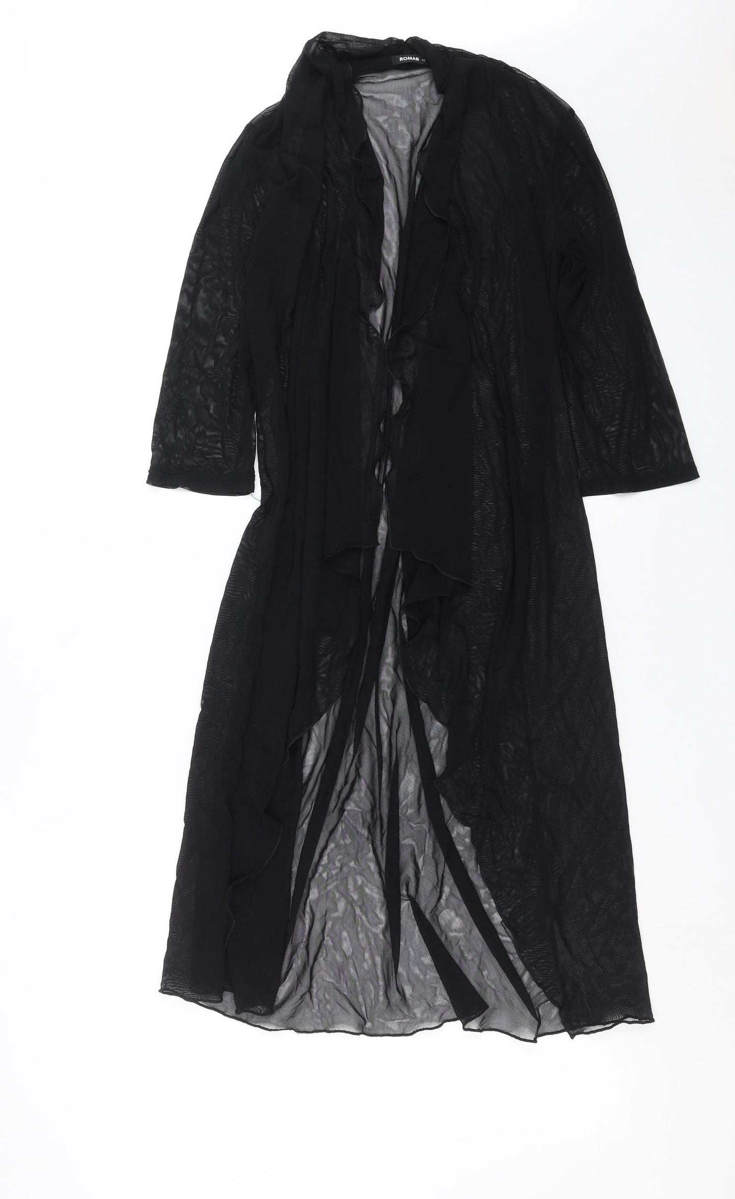 Roman Womens Black   Cardigan Jumper Size 12  - sheer