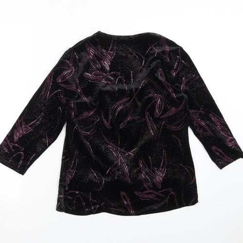 BM Womens Black Geometric  Basic Blouse Size 12  - Twist front