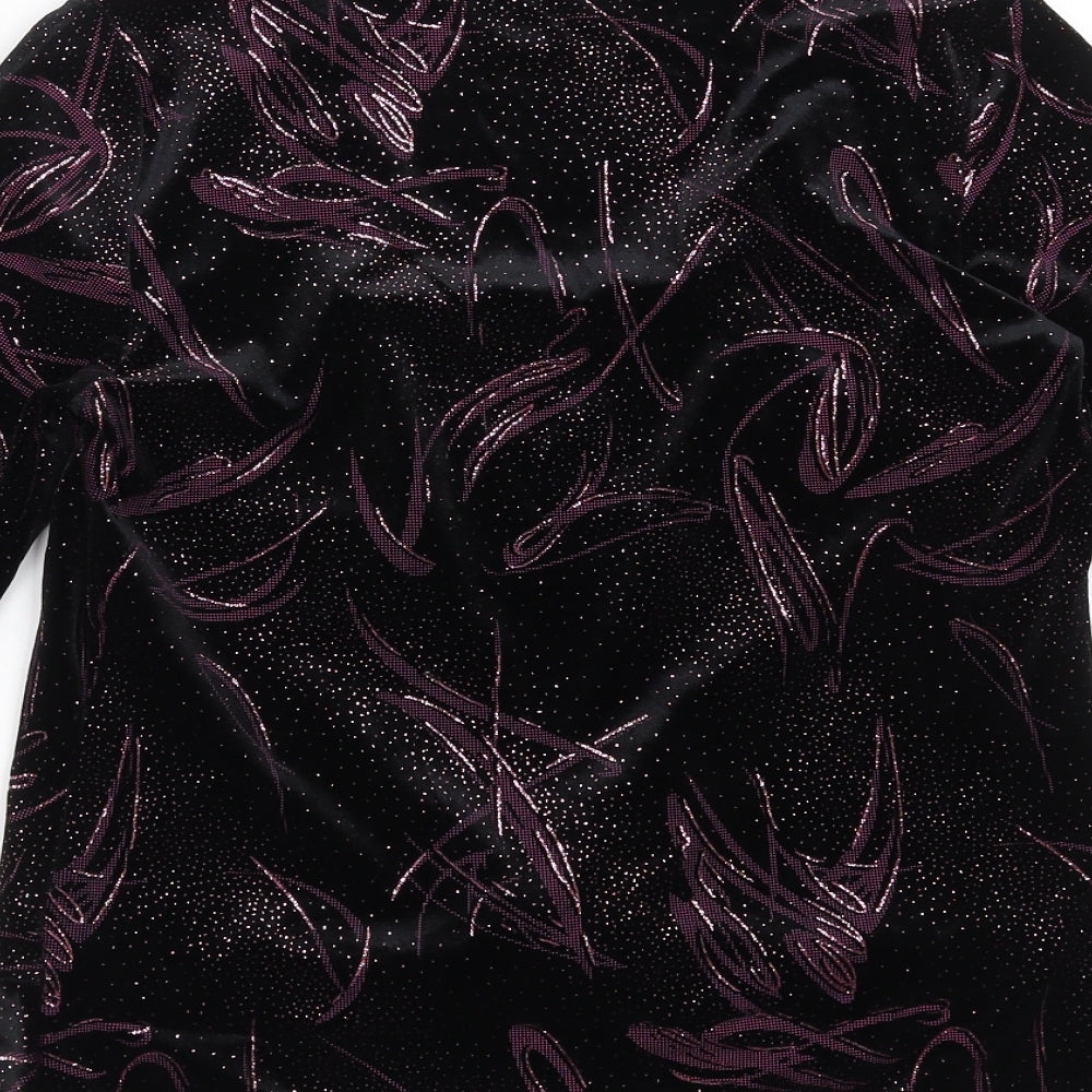 BM Womens Black Geometric  Basic Blouse Size 12  - Twist front