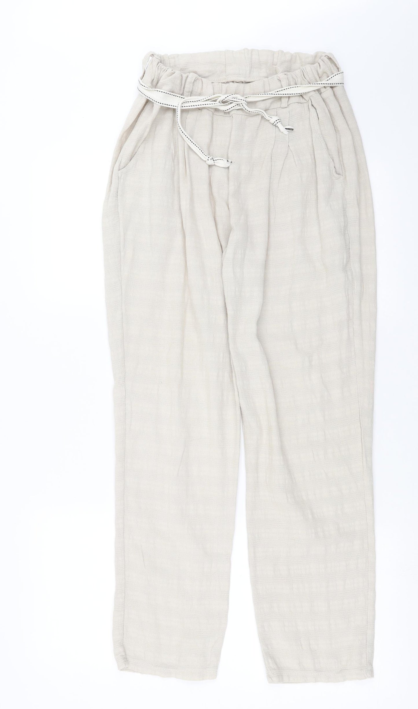 Preworn Womens Beige Striped  Trousers  Size 28 in L28 in