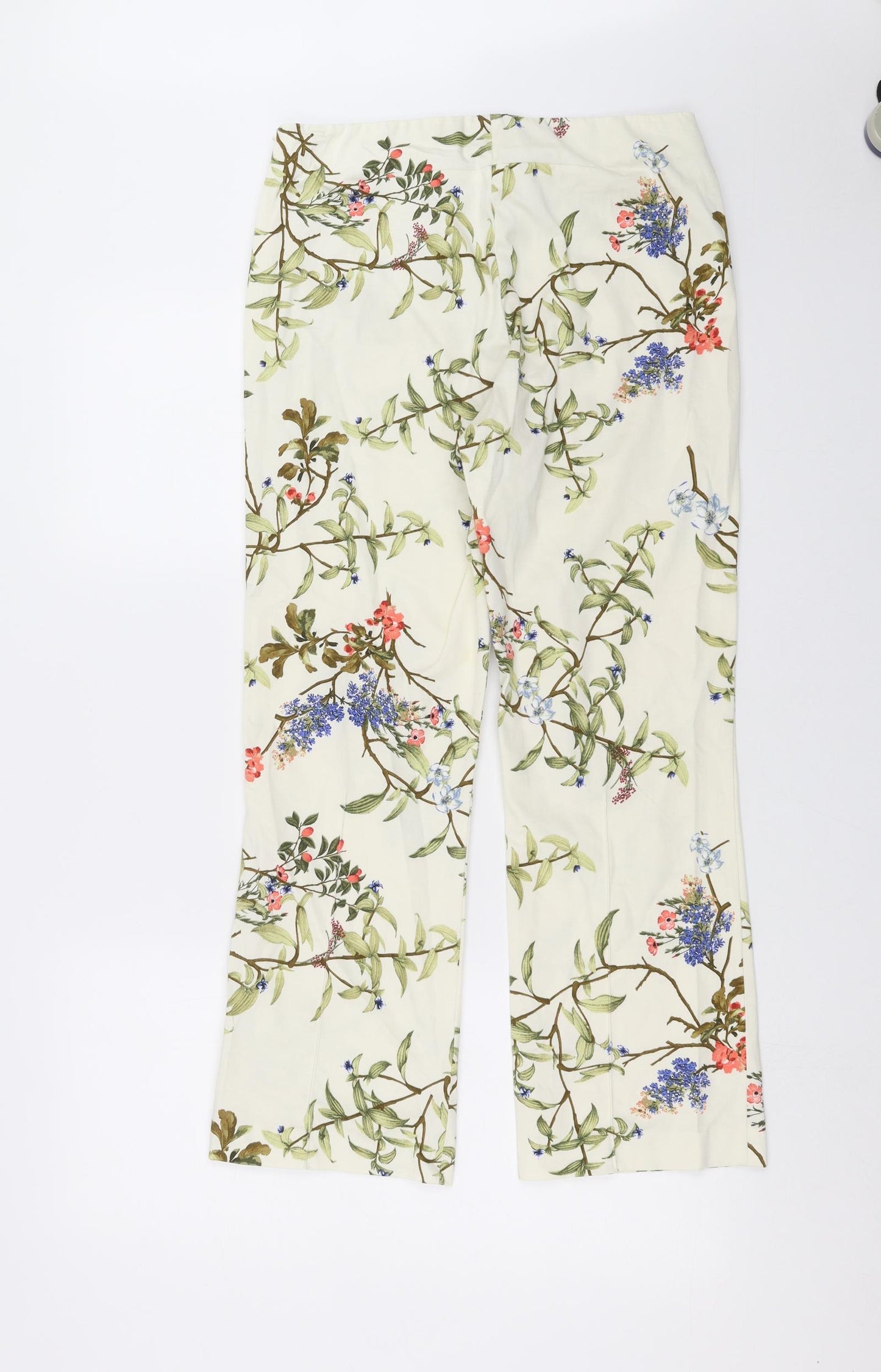 Zara Womens Ivory Floral  Trousers  Size L L26 in