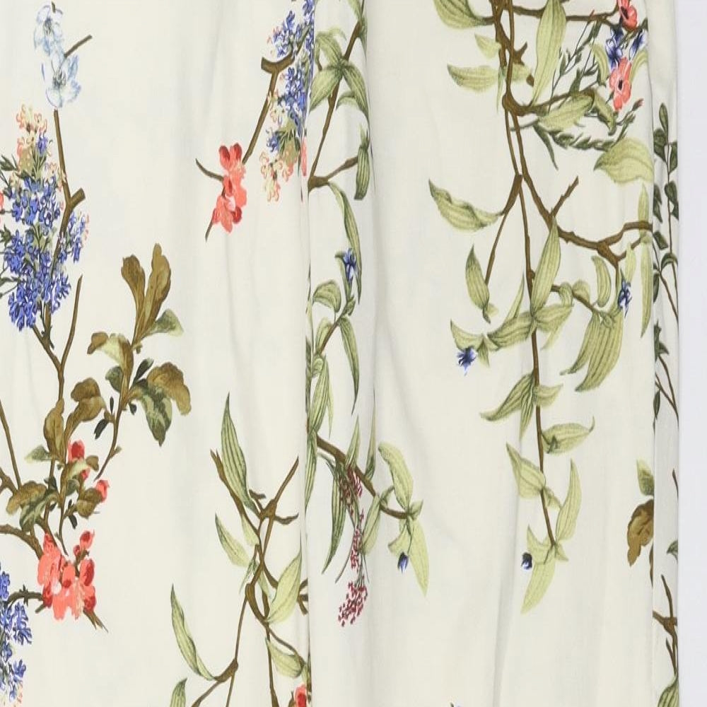 Zara Womens Ivory Floral  Trousers  Size L L26 in
