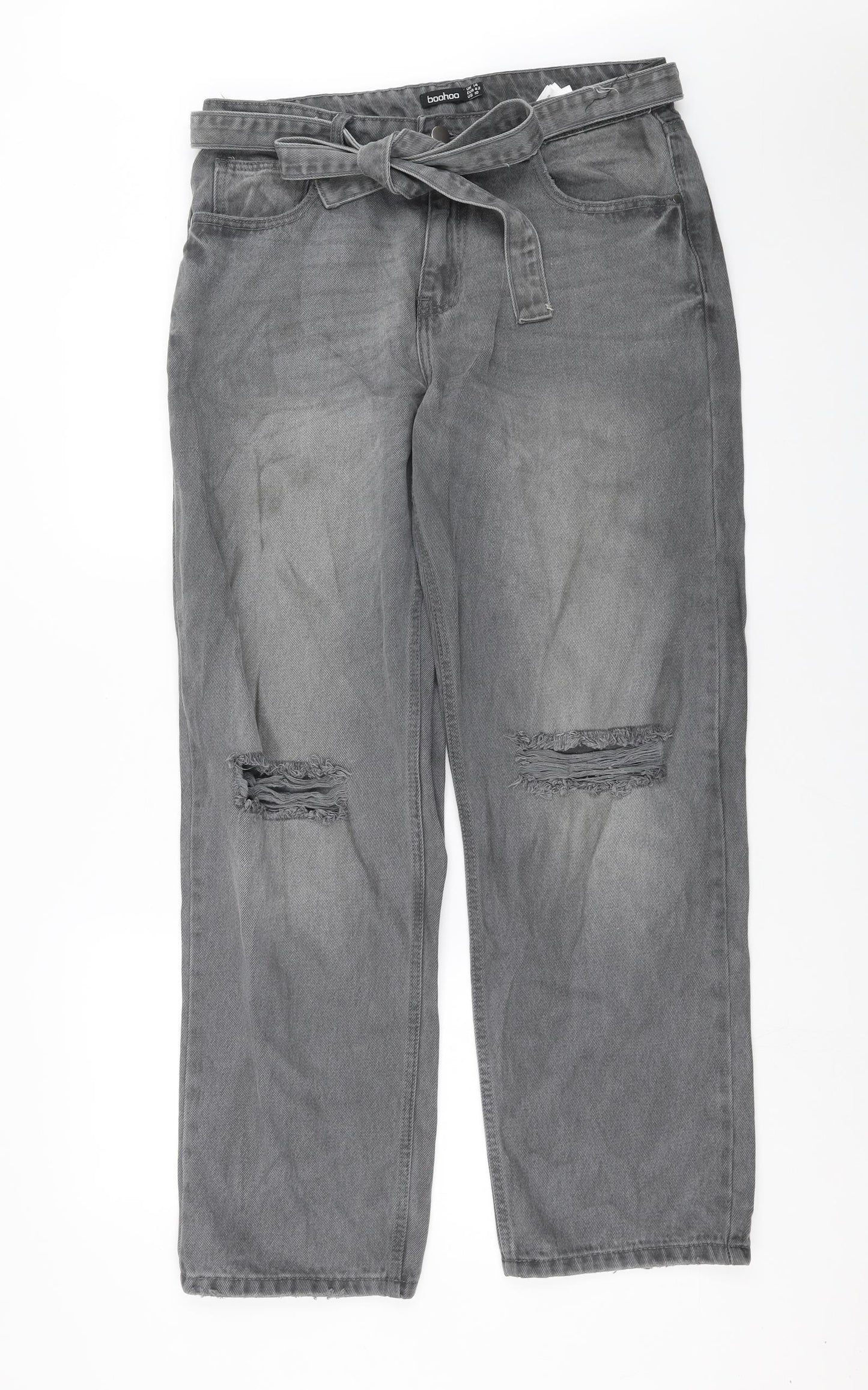 Boohoo Womens Grey  Denim Mom Jeans Size 14 L31 in