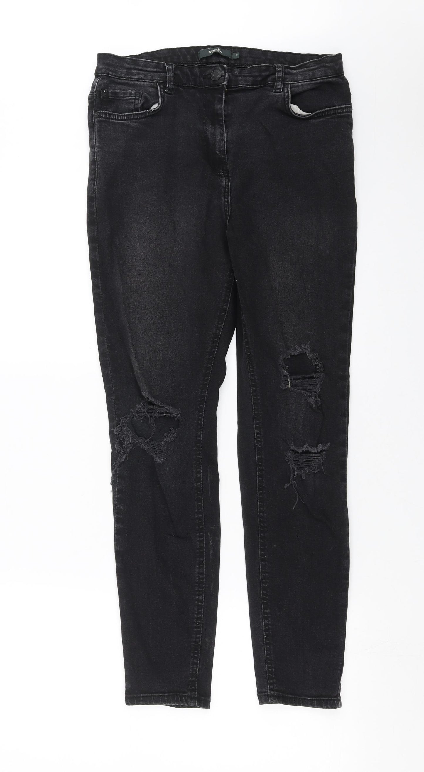 Studio Denim Womens Black  Denim Skinny Jeans Size 12 L28 in