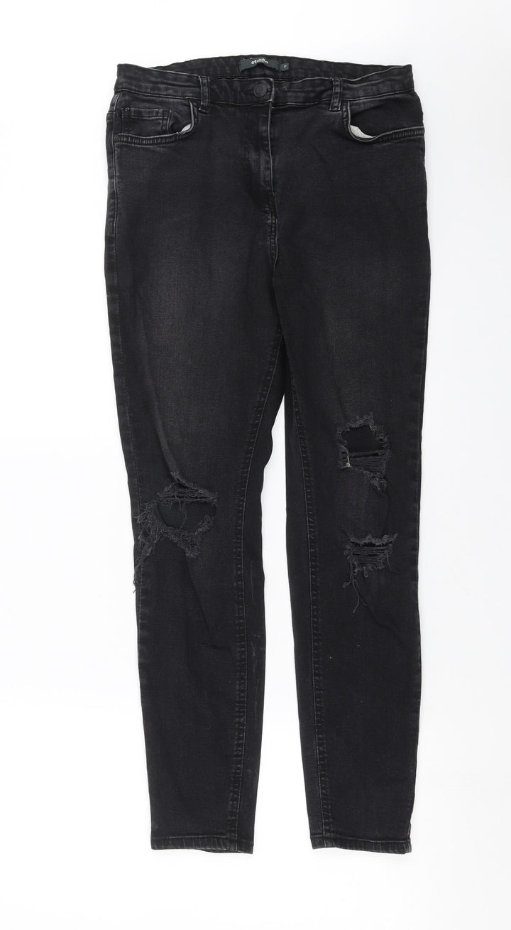Studio Denim Womens Black Denim Skinny Jeans Size 12 L28 in