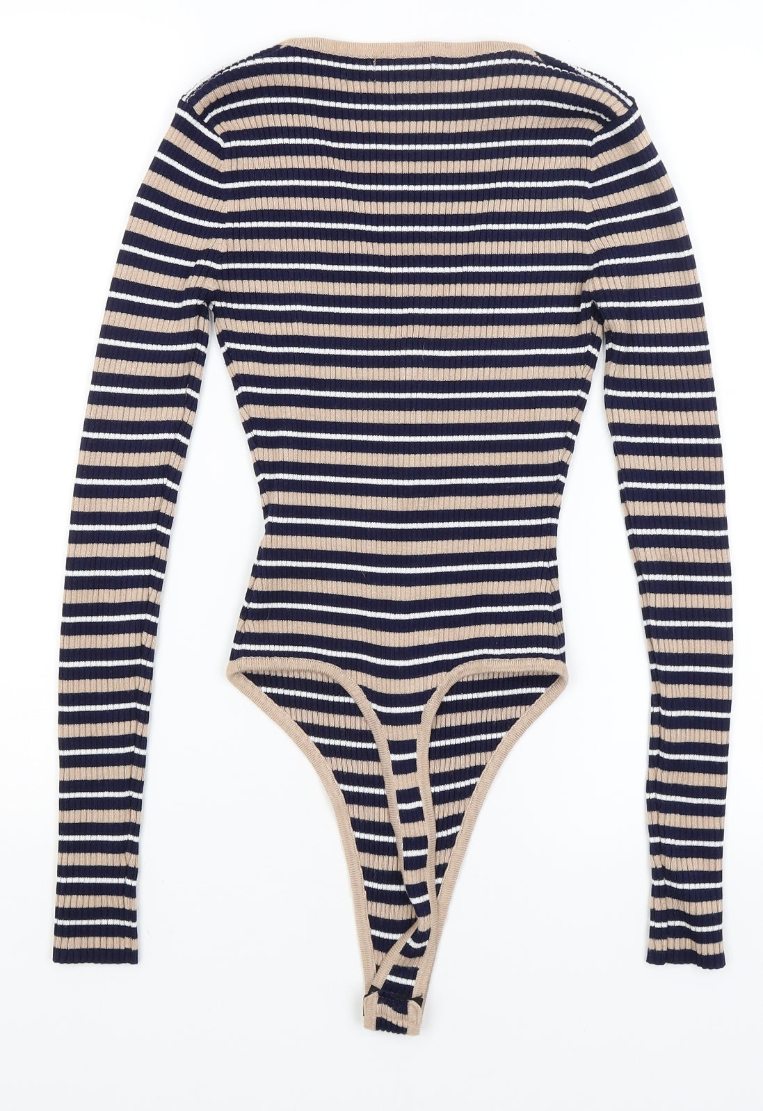 Missguided Womens Blue Striped  Bodysuit One-Piece Size 8