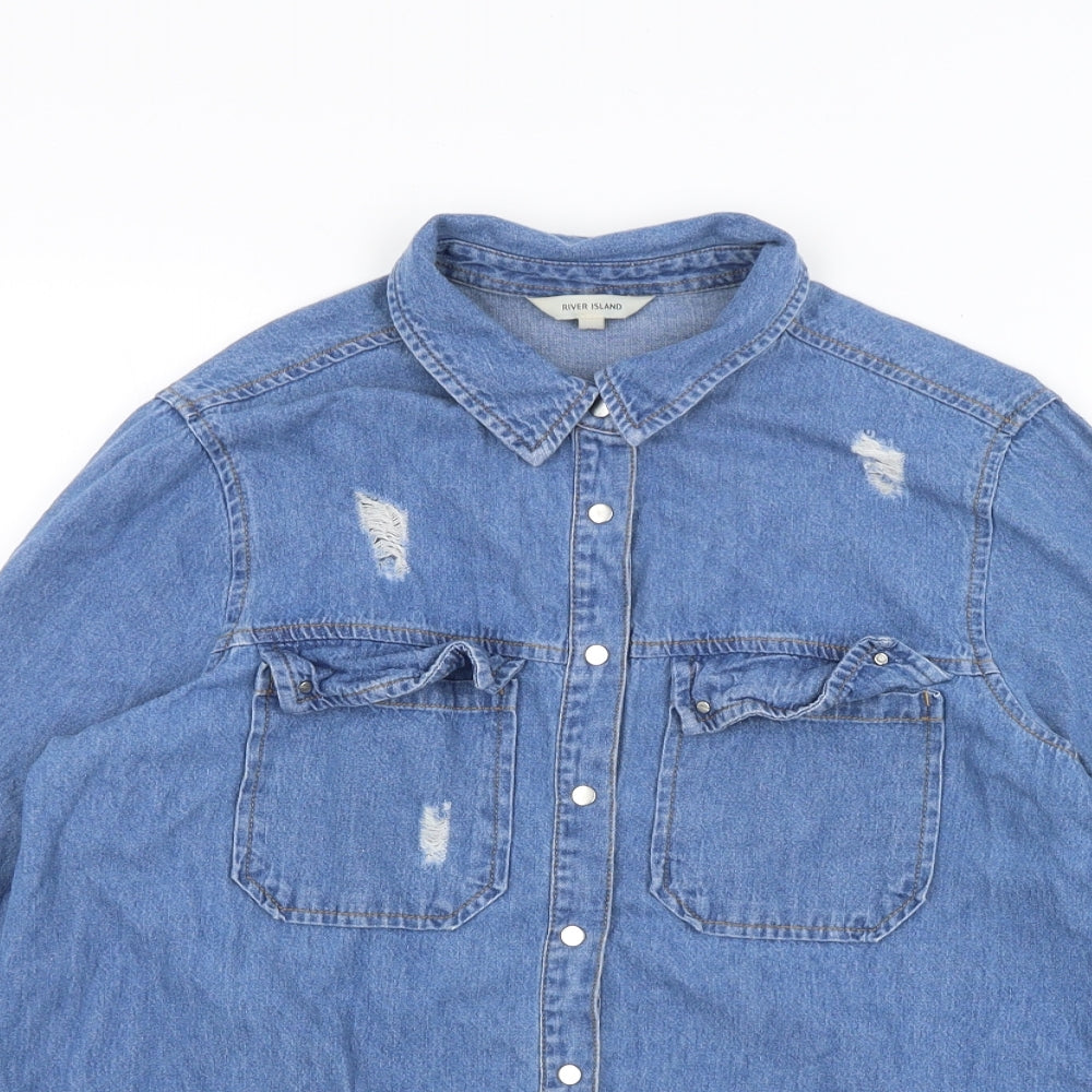 River Island Womens Blue   Basic Button-Up Size 10