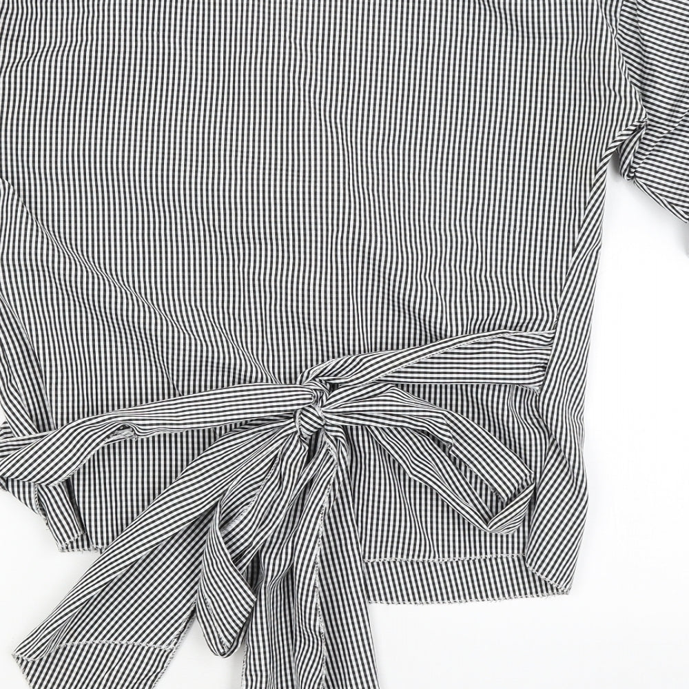 Prodotto Womens Black Check  Wrap T-Shirt Size L