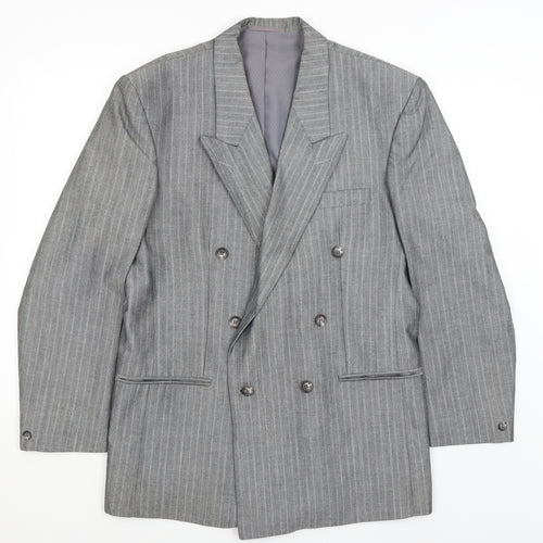 Preworn Mens Grey Striped  Jacket Blazer Size L