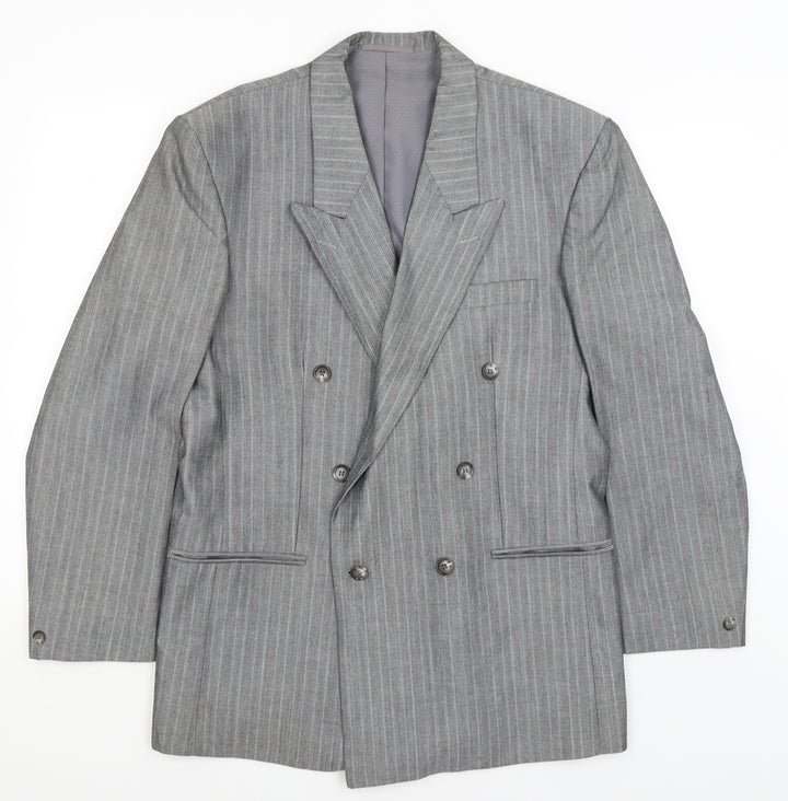 Preworn Mens Grey Striped  Jacket Blazer Size L