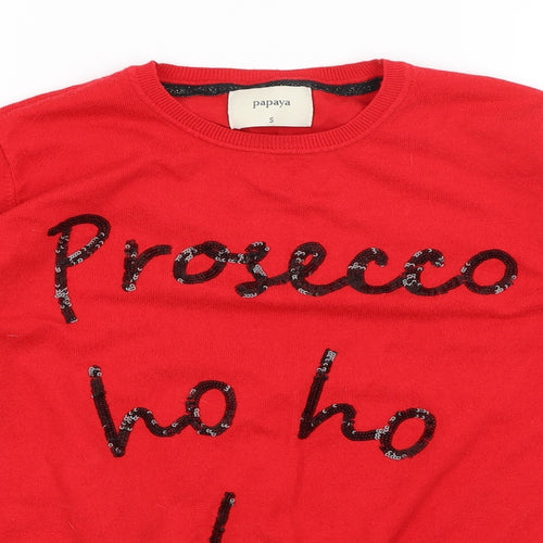 Papaya Womens Red   Pullover Jumper Size S