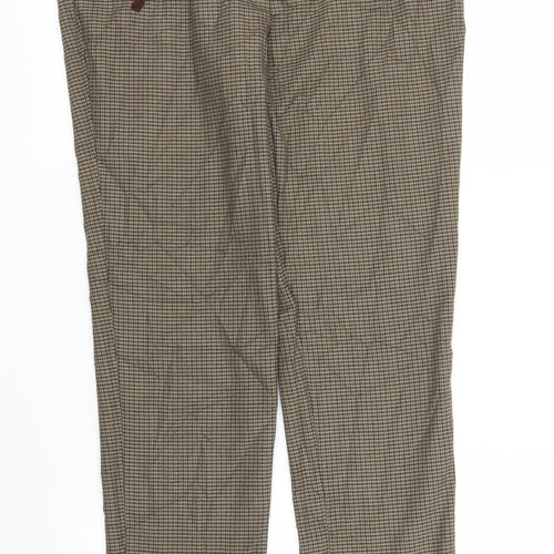 NEXT Womens Brown Houndstooth  Carrot Trousers Size 10 L29 in