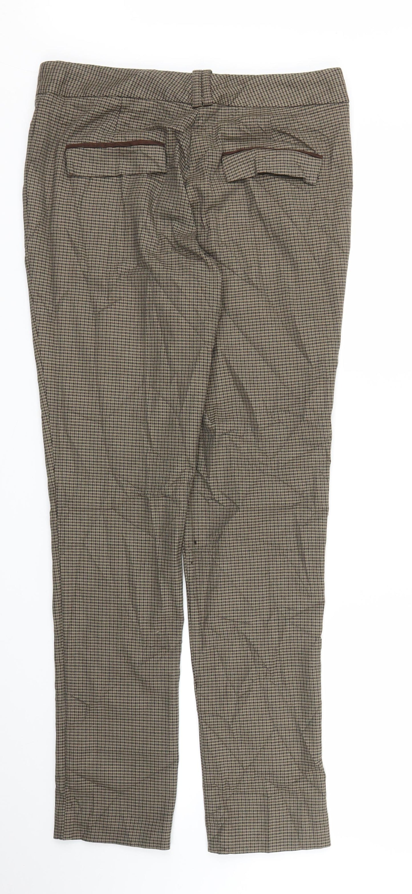 NEXT Womens Brown Houndstooth  Carrot Trousers Size 10 L29 in