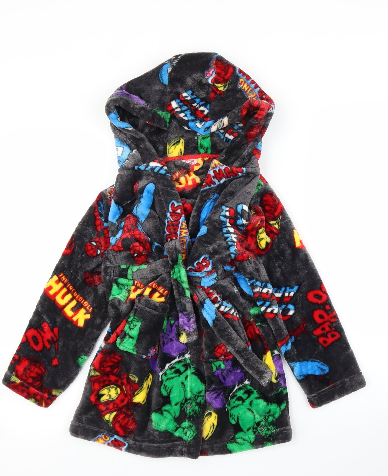 Matalan Boys Grey Solid   Robe Size 7 Years  - Marvel