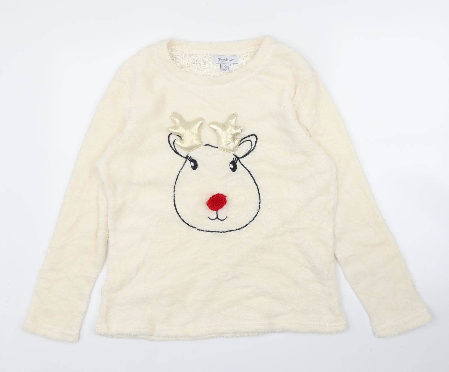 Primark Womens Ivory Solid  Top Pyjama Top Size M  - Christmas
