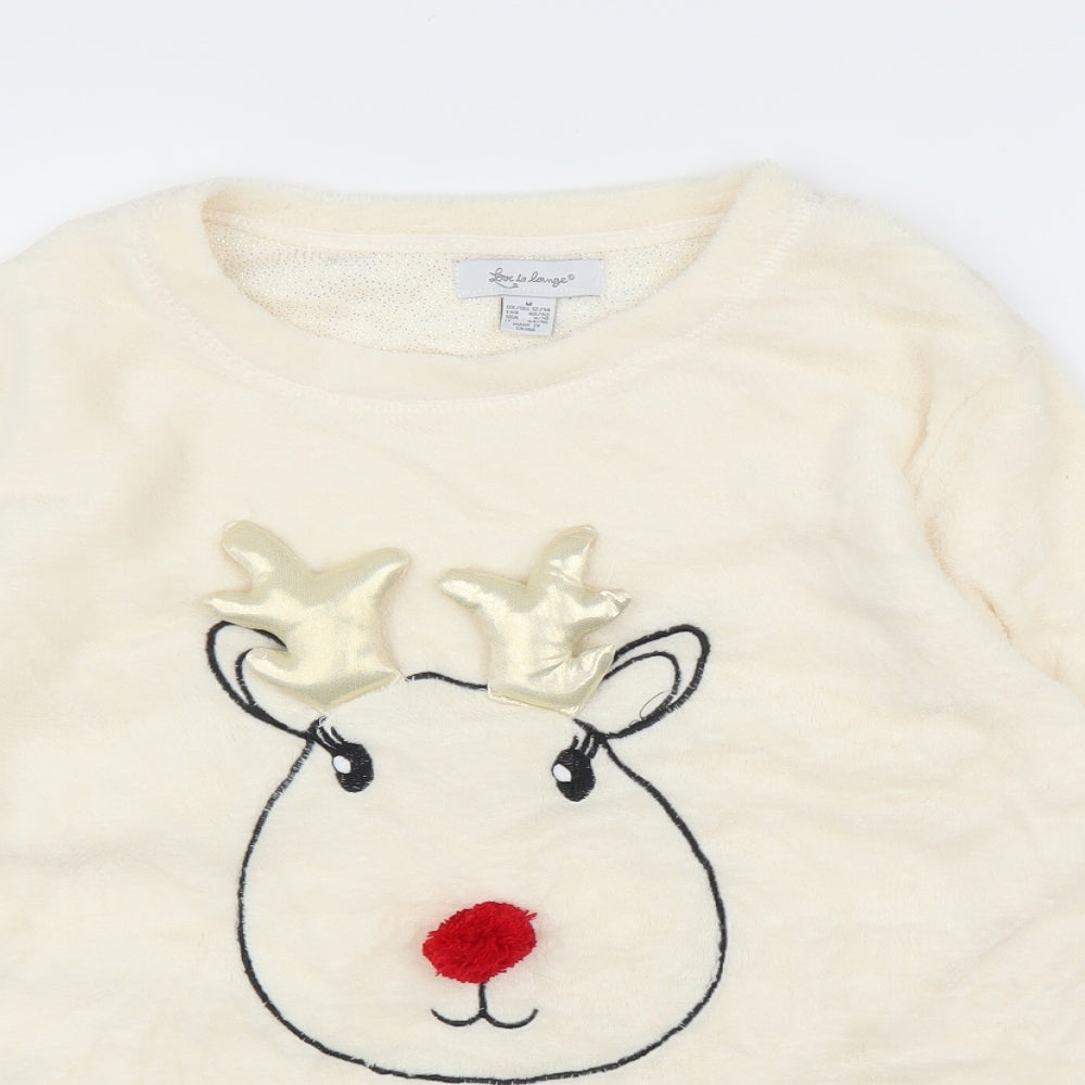 Primark Womens Ivory Solid  Top Pyjama Top Size M  - Christmas