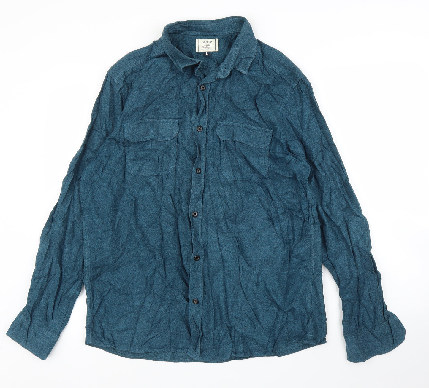 George Mens Blue    Button-Up Size L