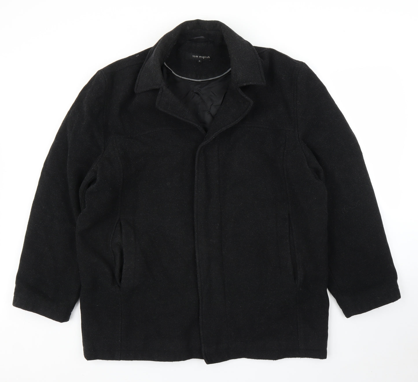 Tom English Mens Black   Overcoat Coat Size M