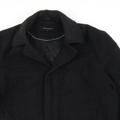 Tom English Mens Black   Overcoat Coat Size M