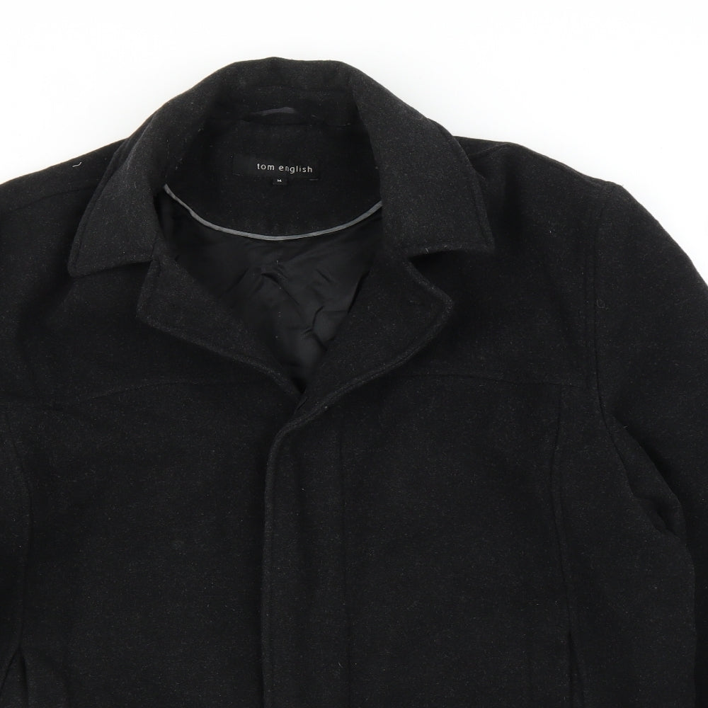 Tom English Mens Black   Overcoat Coat Size M