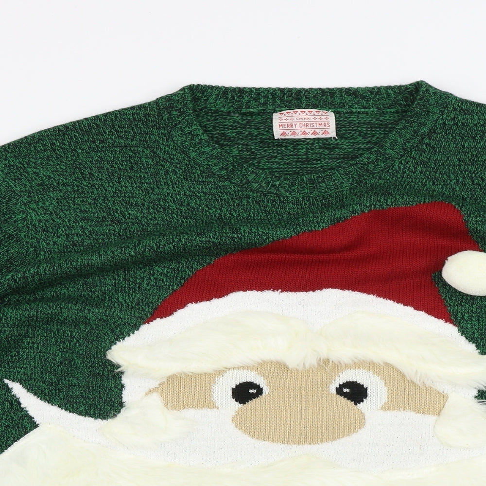 George  Mens Green   Pullover Jumper Size L  - Christmas Jumper