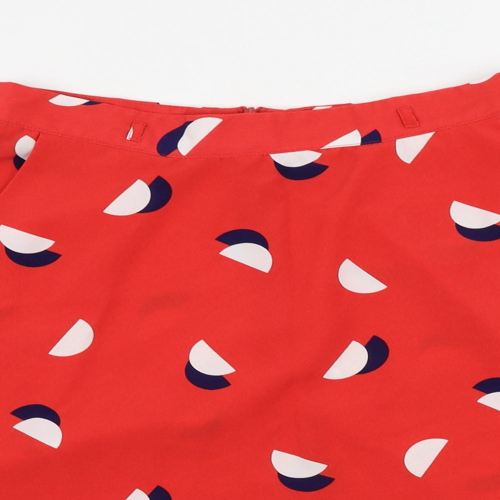TU Womens Red Geometric  A-Line Skirt Size 12