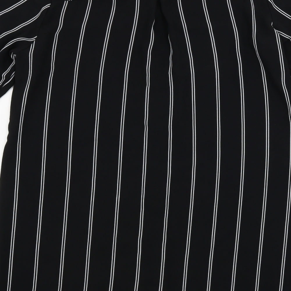 cameo rose   Womens Black Striped  Basic Button-Up Size 14