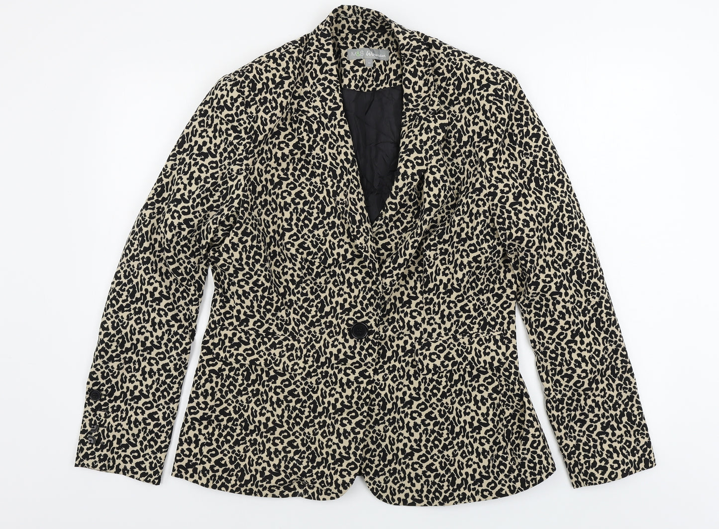 Marks and Spencer  Womens Beige Animal Print  Jacket Blazer Size 14
