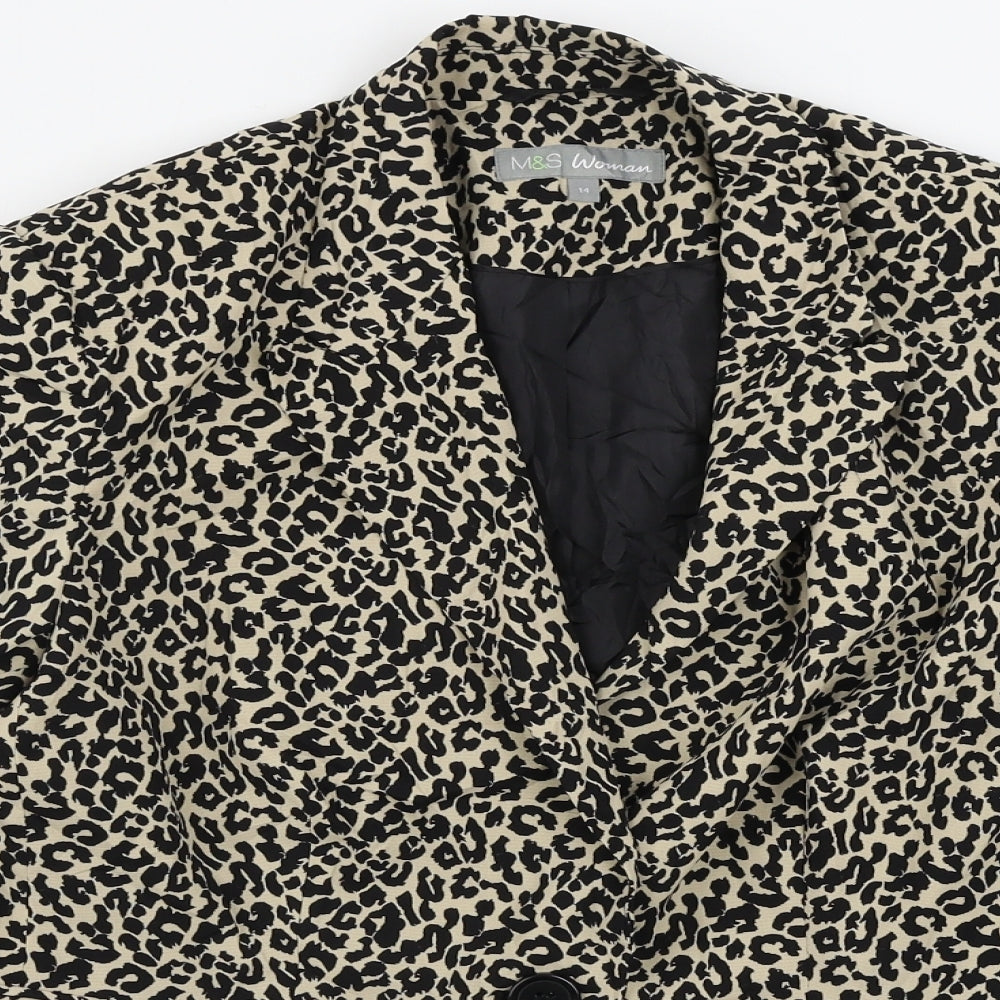 Marks and Spencer  Womens Beige Animal Print  Jacket Blazer Size 14