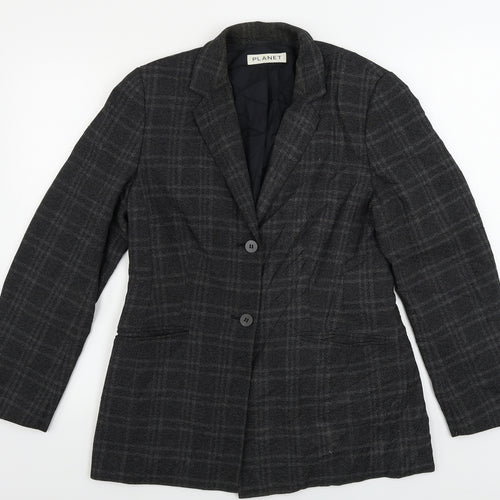 planet Womens Grey Check  Jacket Blazer Size 12