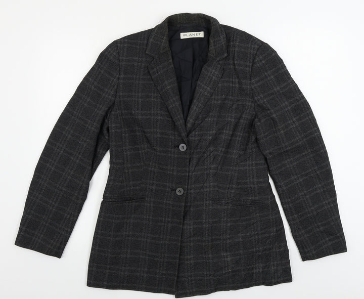 planet Womens Grey Check Jacket Blazer Size 12
