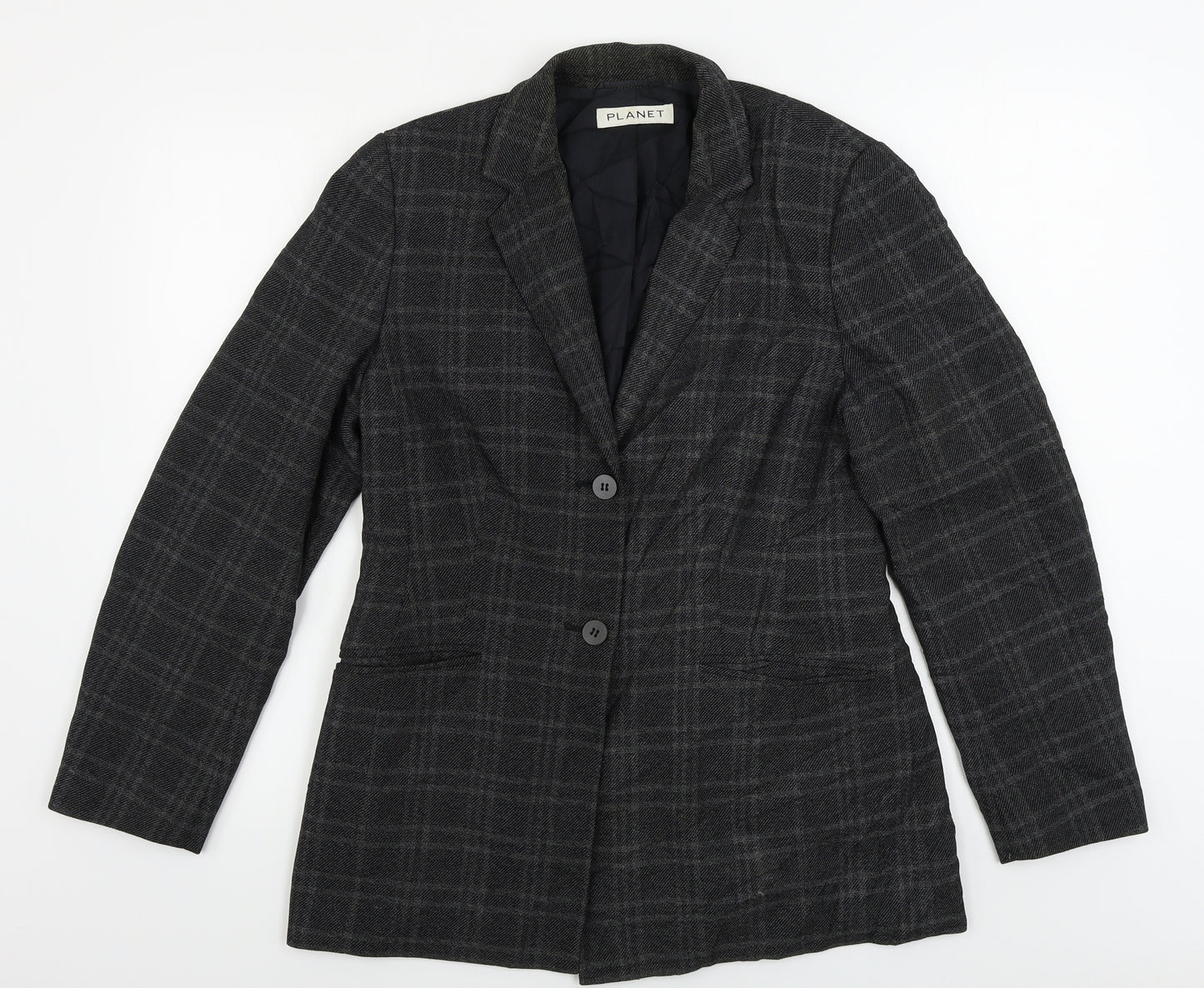 planet Womens Grey Check  Jacket Blazer Size 12