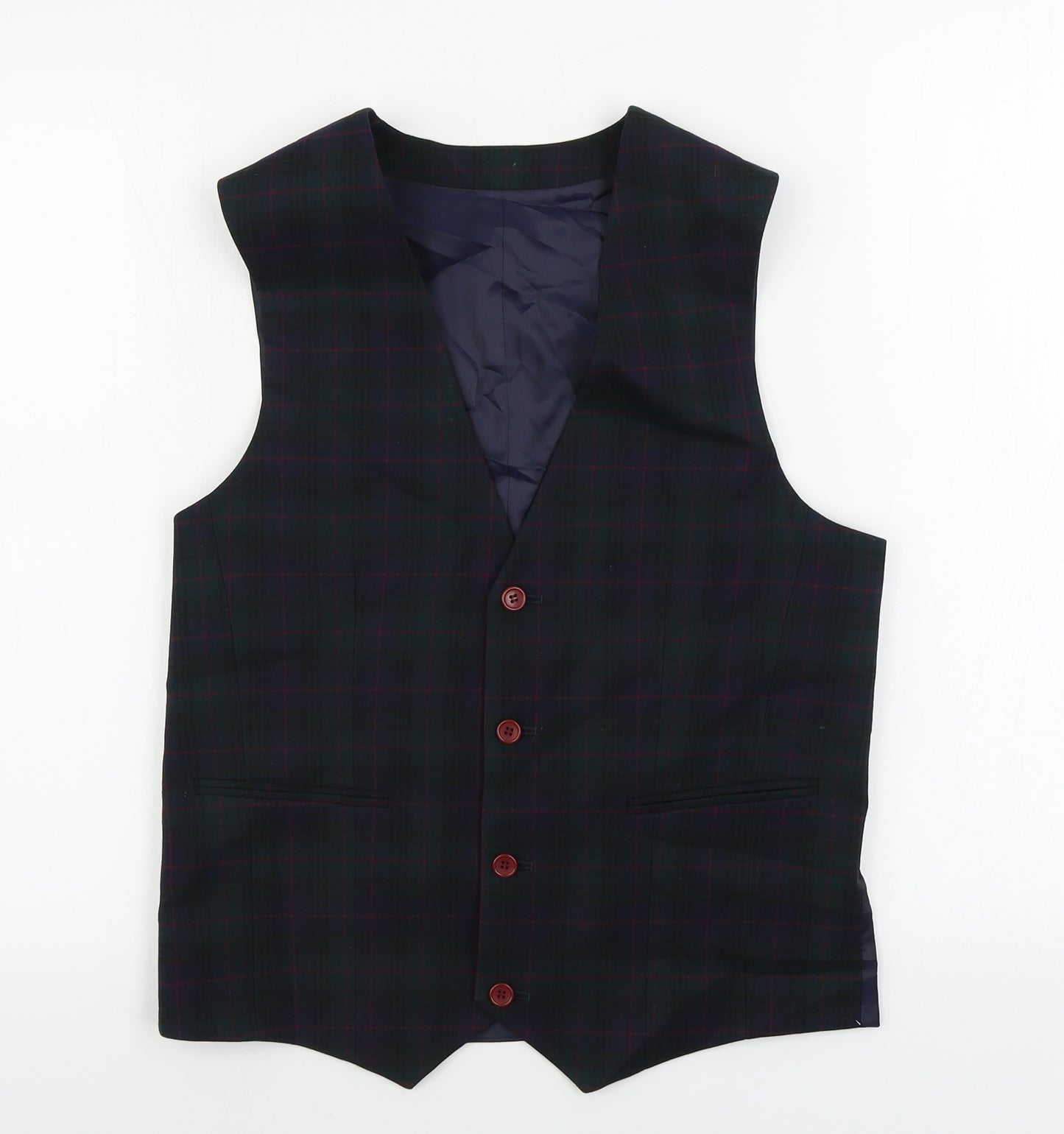 Dewhirst  Mens Green Check  Jacket Suit Waistcoat Size 40