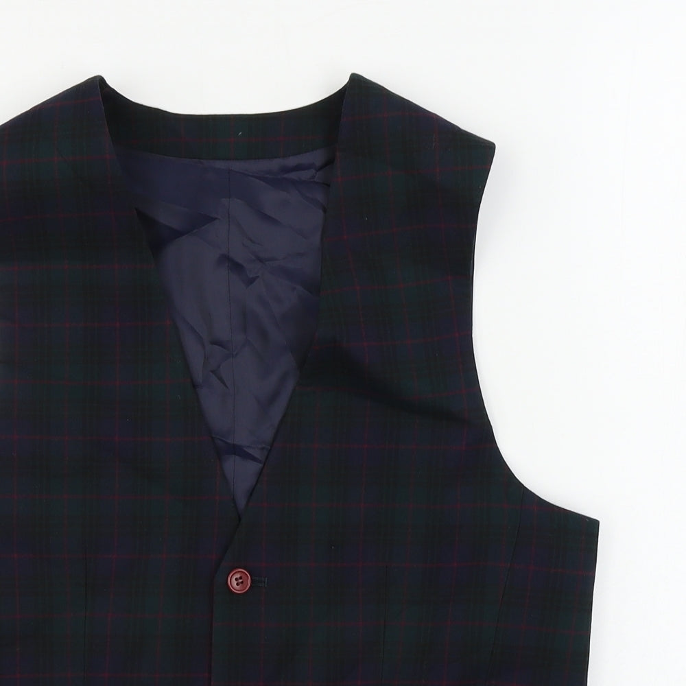 Dewhirst  Mens Green Check  Jacket Suit Waistcoat Size 40