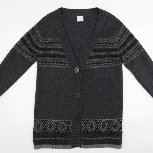 being casual  Womens Grey Geometric  Cardigan Jumper Size 12