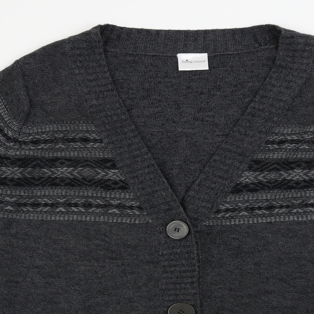 being casual  Womens Grey Geometric  Cardigan Jumper Size 12