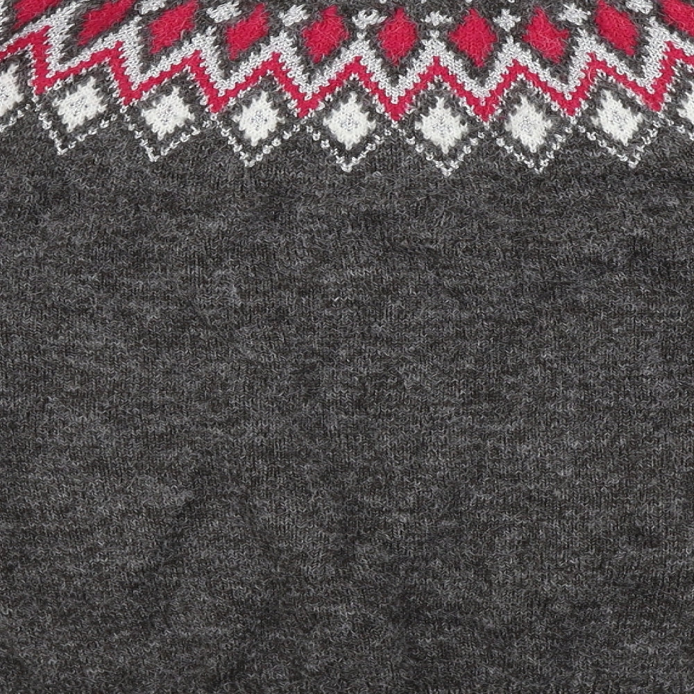 Peacocks  Womens Grey Geometric  Pullover Jumper Size L