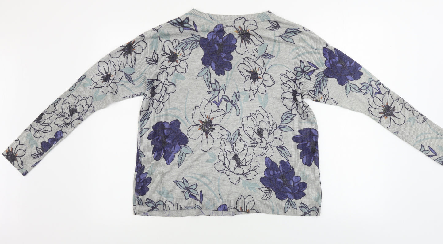 Marks and Spencer  Womens Grey Floral  Pullover Jumper Size 12