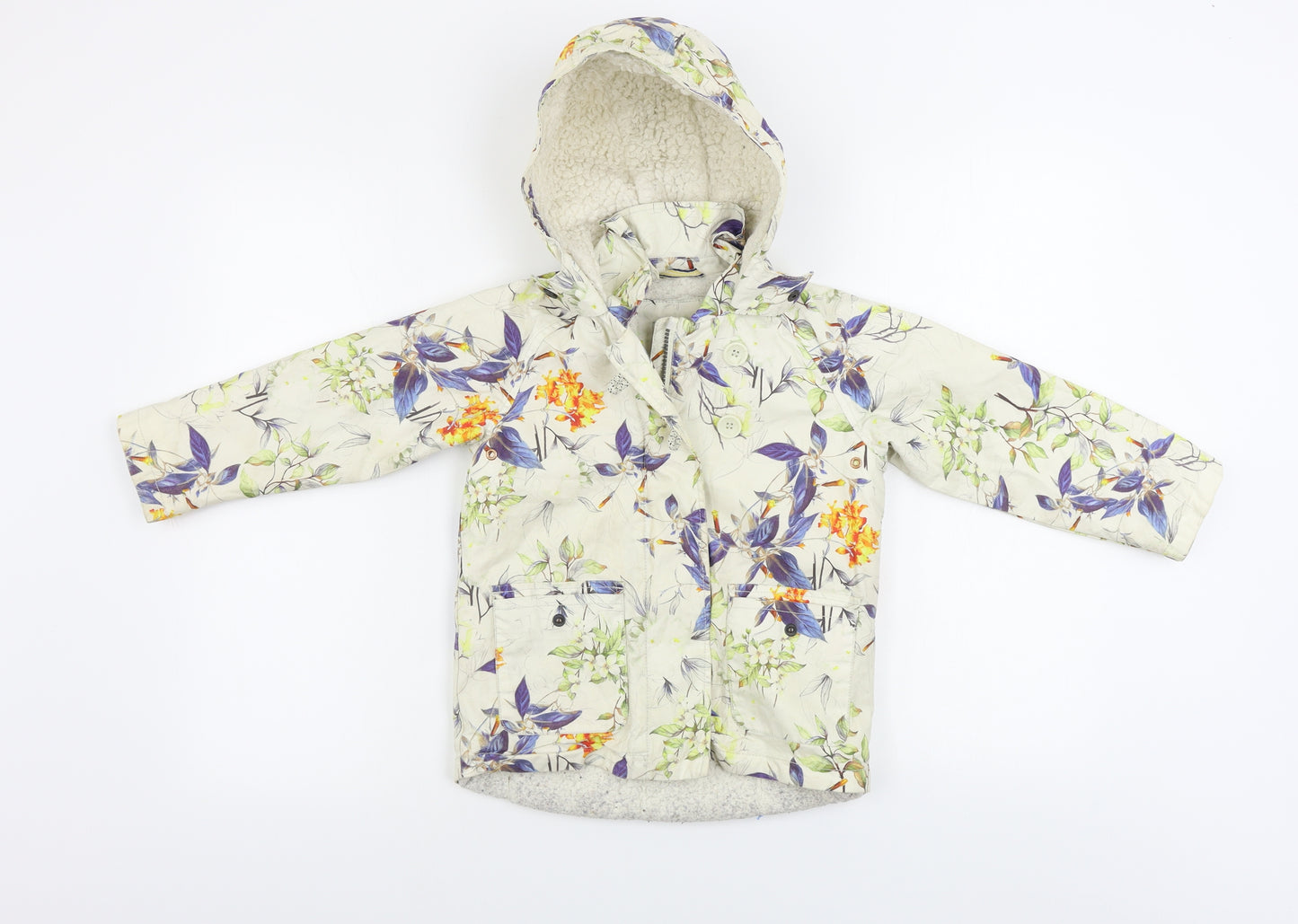NEXT  Girls Beige Floral  Jacket Coat Size 4-5 Years